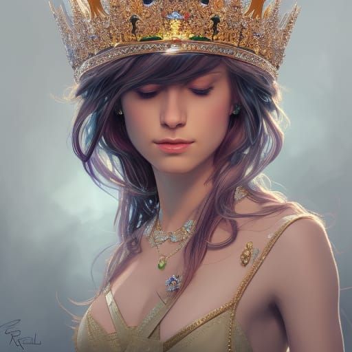 Crystalline Royal Crown Portrait in Artgerm Style