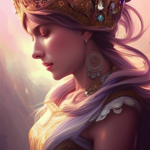 Crystalline Royal Crown Portrait in Hyperdetailed Style