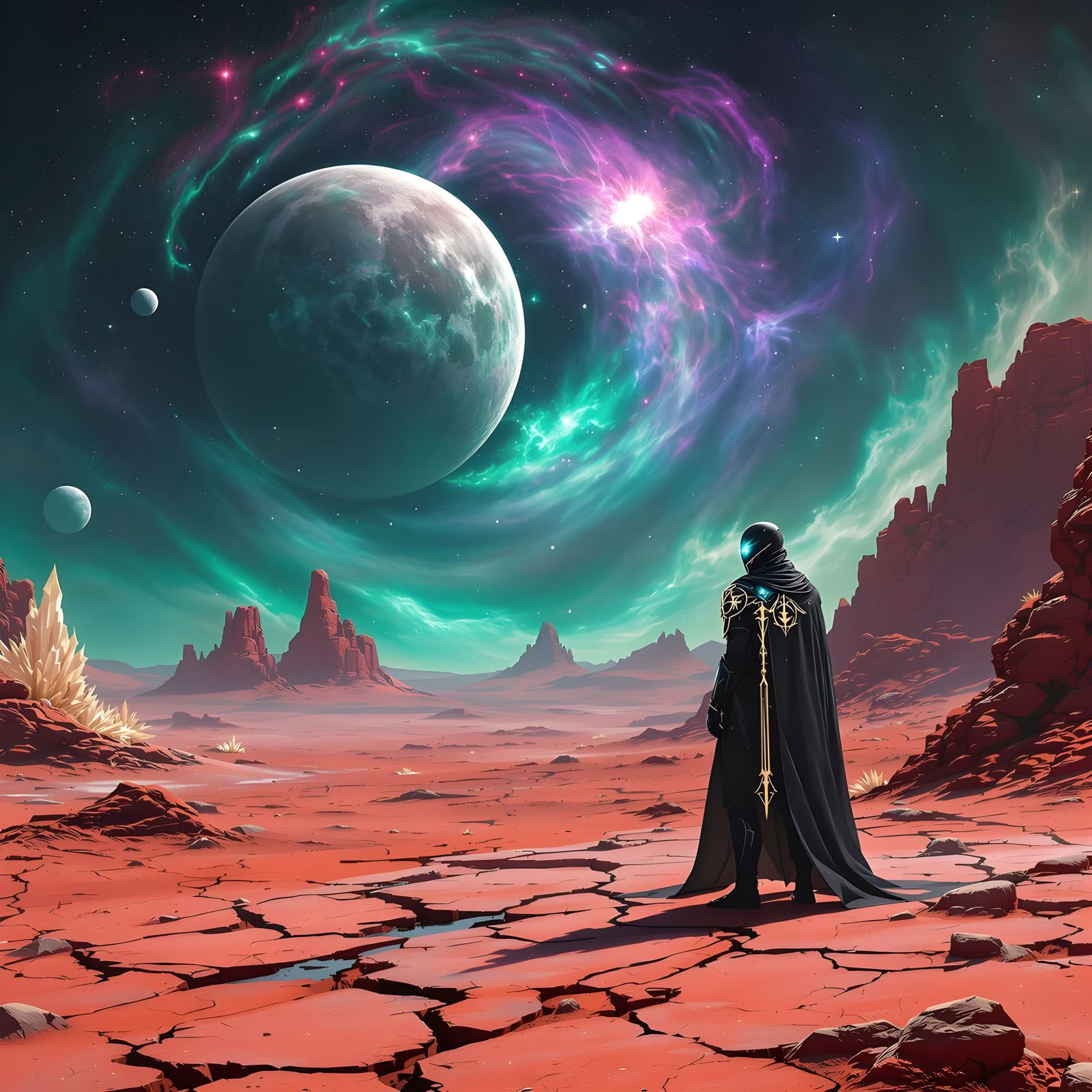 Obsidian Knight on Alien World: Sigil-Punk Style