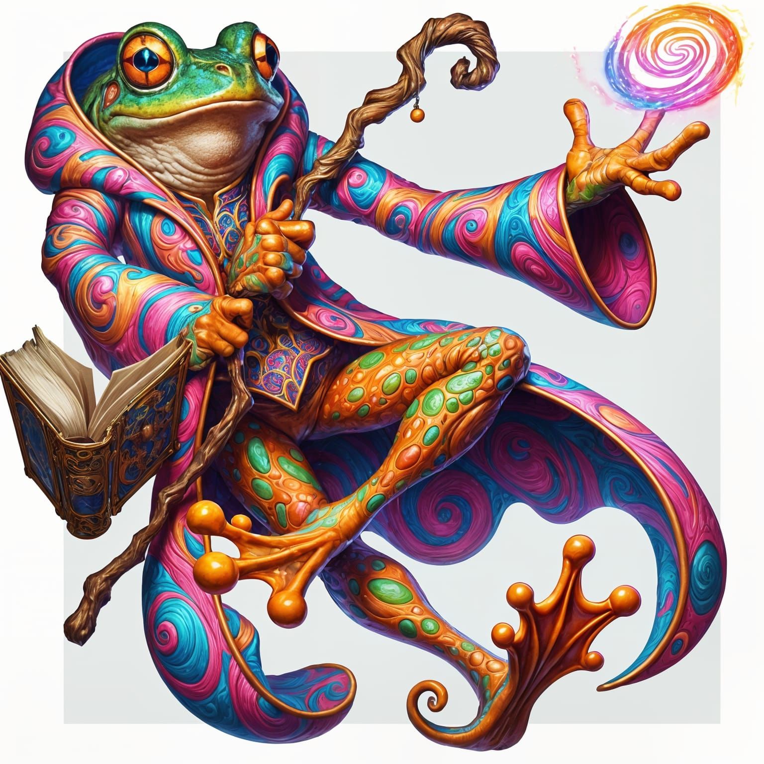 Frog Wizard Portrait in Surreal Style
