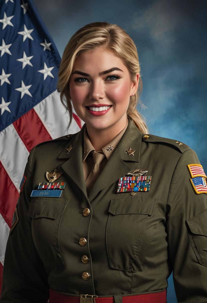 Kate Upton Portrait in Military Uniform