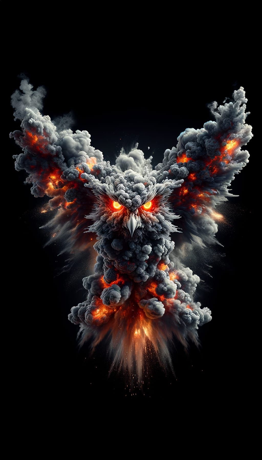 Fiery Smoke Demon Eagle Explosion, Hyperrealistic Illustrati...
