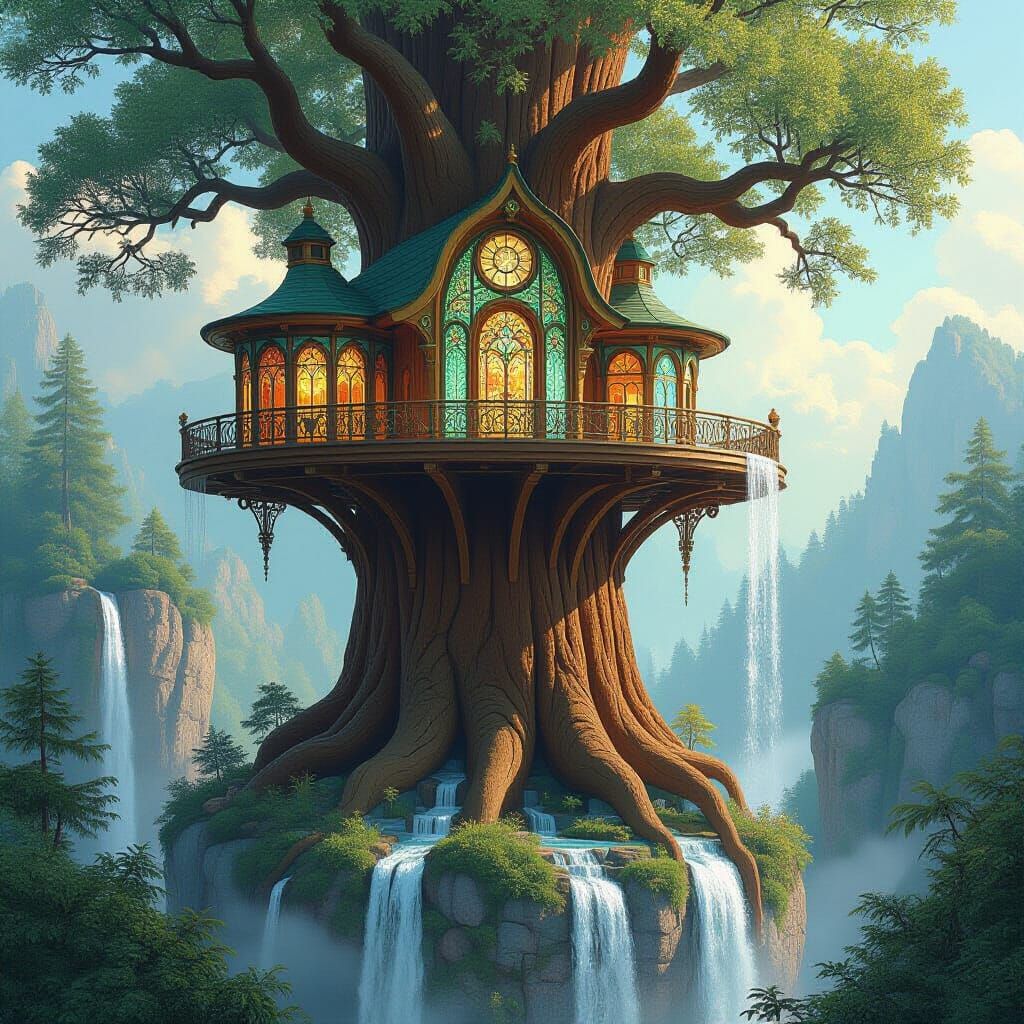 Art Nouveau Treehouse in Giant Sequoia
