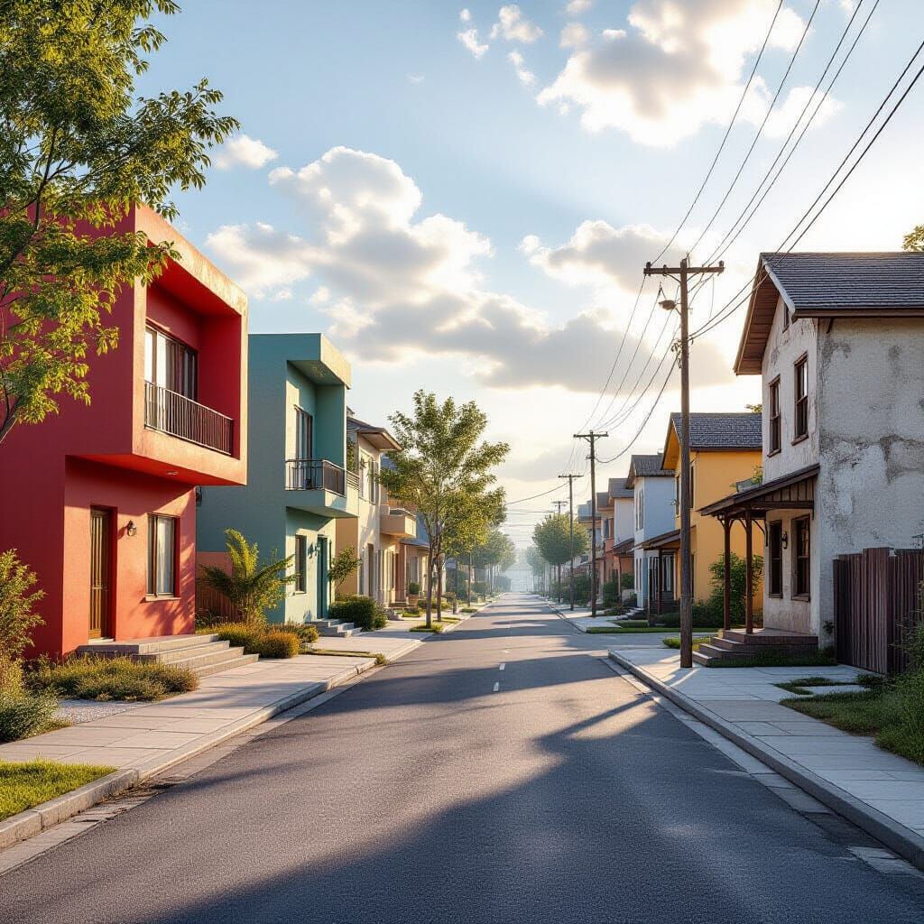 Urban Contrast: Affluence Meets Modesty in 8K