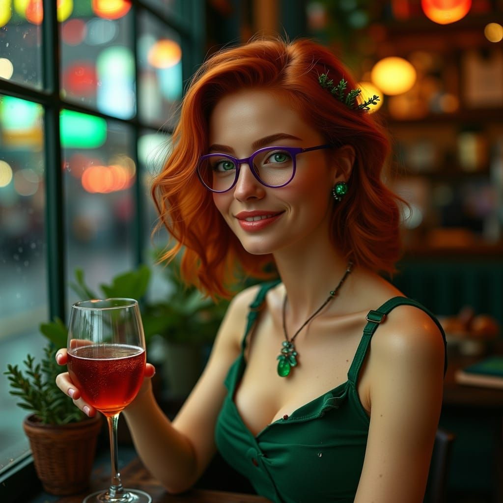 Elegant Woman Contemplates City Nightlife