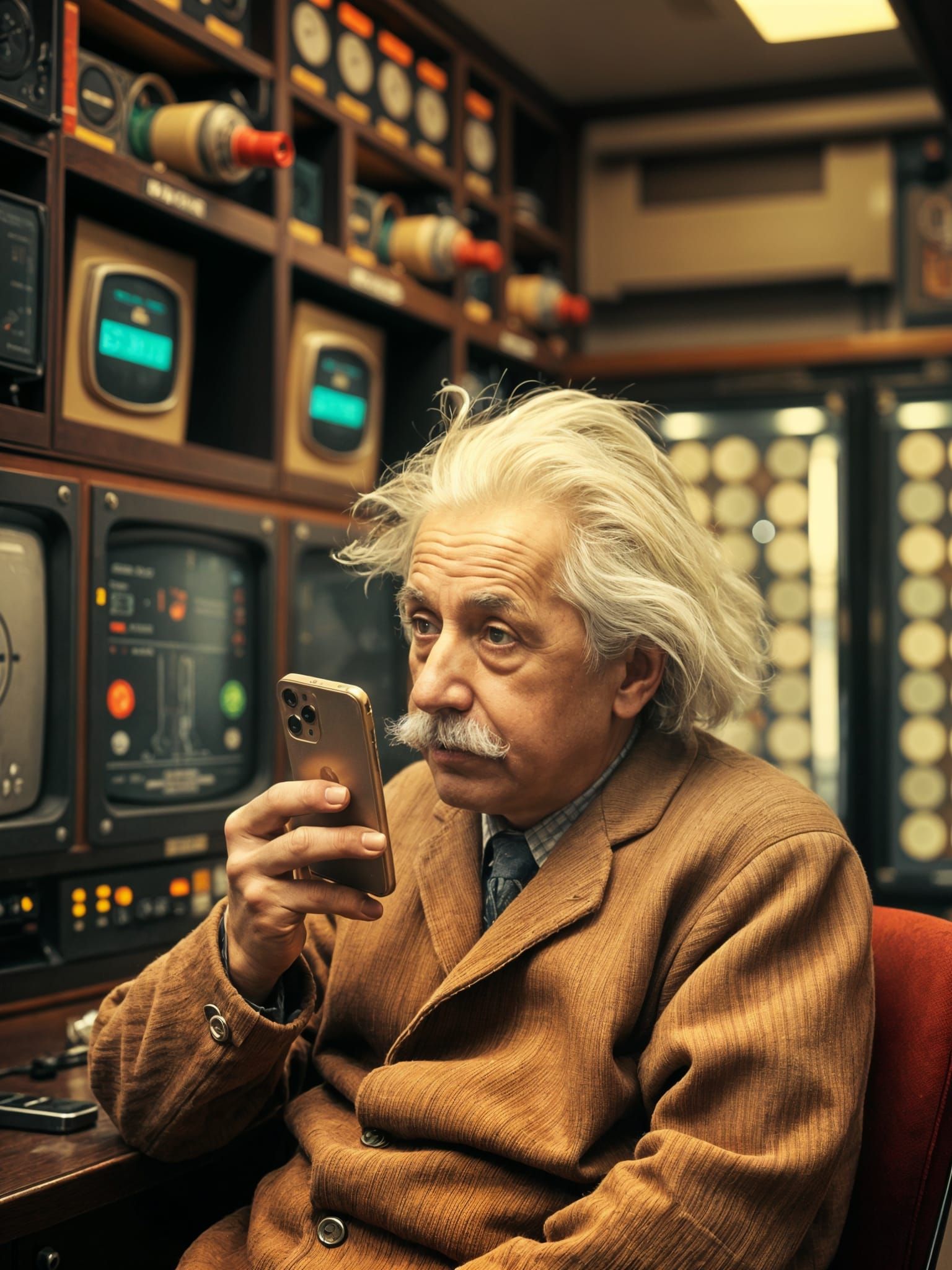 Einstein's iPhone: A Vintage Photograph in Sepia