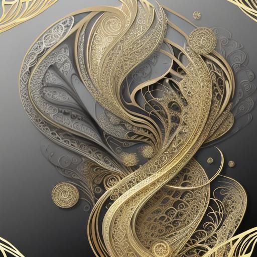 Metallic Fractal Filigree in Klimt Style