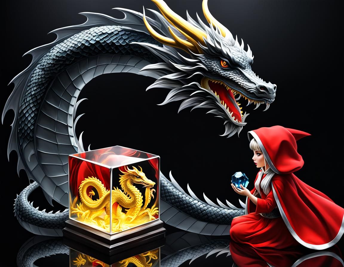 Glass Little Red Riding Hood Meets Dragon