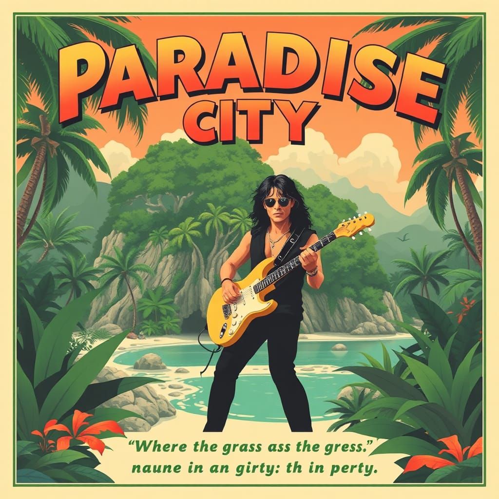 Tropical Paradise City Travel Poster: Bauhaus Style