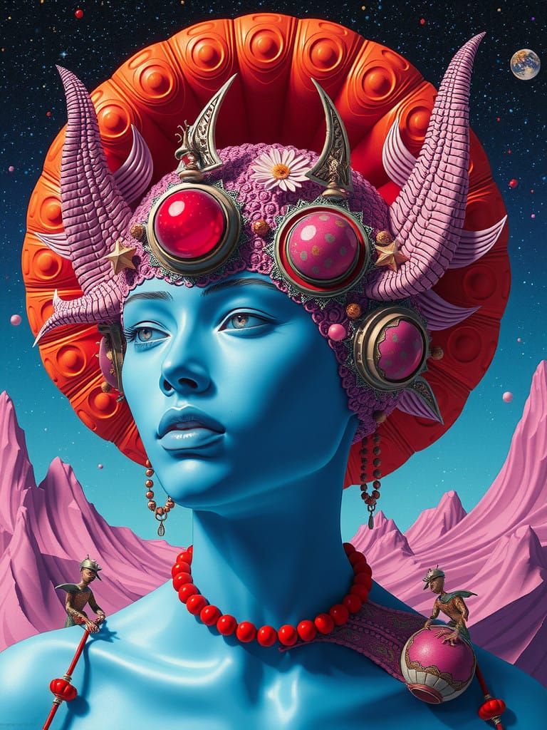 Surreal Psychedelic Masterpiece in Cyberpunk Aesthetic