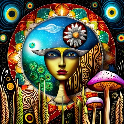 Surreal Flower Garden: Mixed Media Digital Art