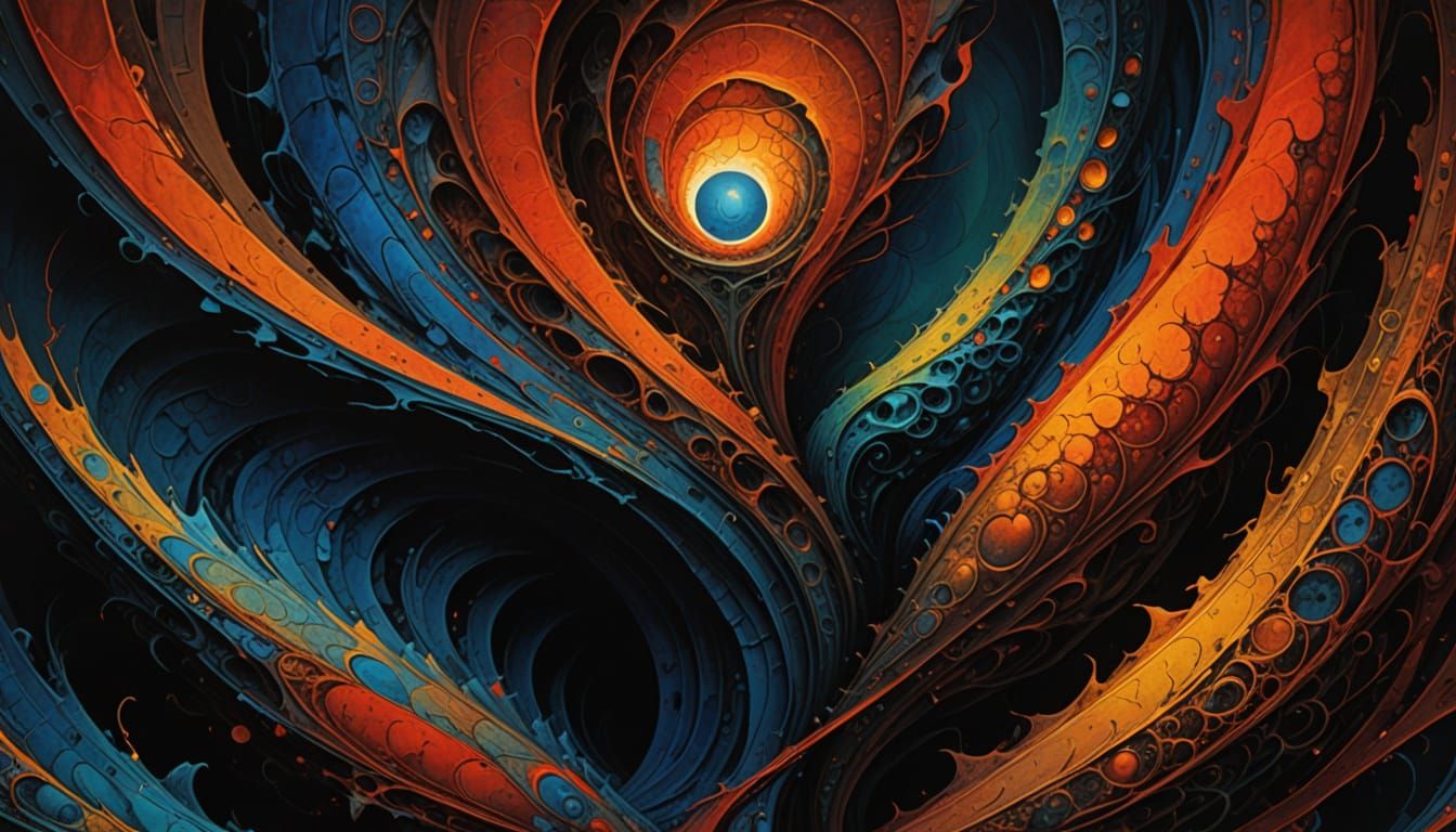 Abstract Dark and Light Intertwined: Surreal Digital Art