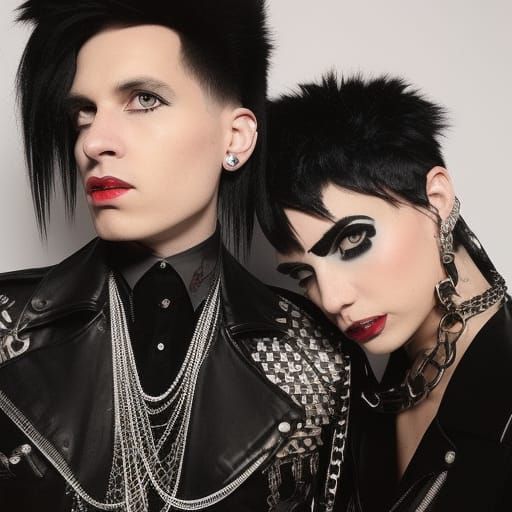 1980s Punk Couple with Piercings and Chains