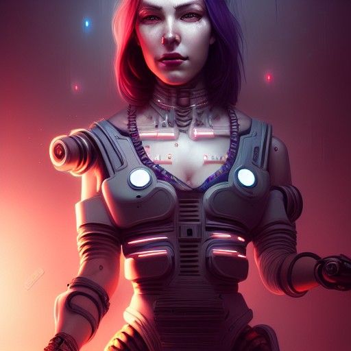 Cyberpunk Woman with Cyborg Body in 8k