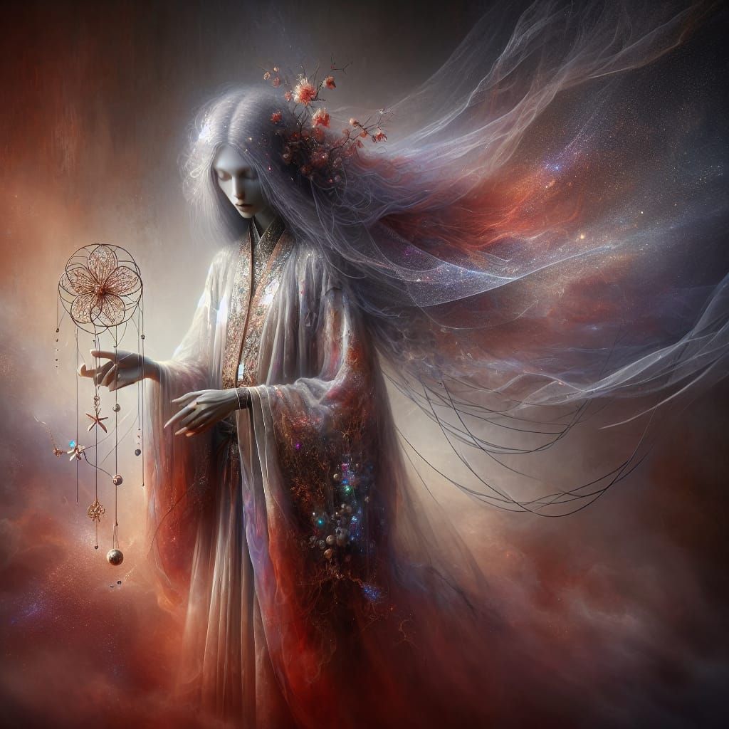 Sad Romantic Figure in Dreamy Landscape