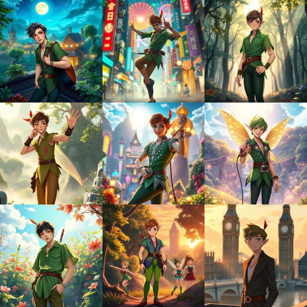 Peter Pan as a Vibrant K-Pop Idol in Stunning Anime Style