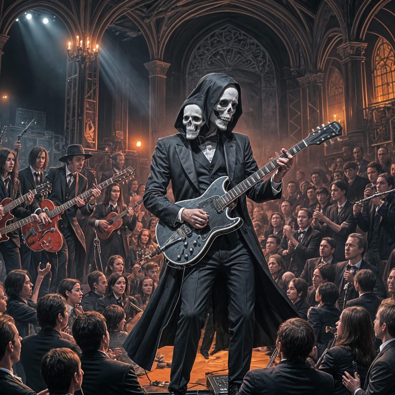 Modern Grim Reaper Guitar Performance on Stage