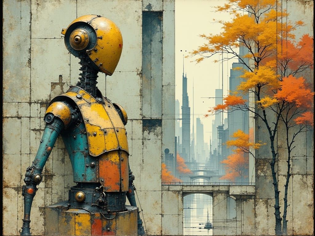 Autumn Automaton: A Robot’s Solitude in a Futuristic City