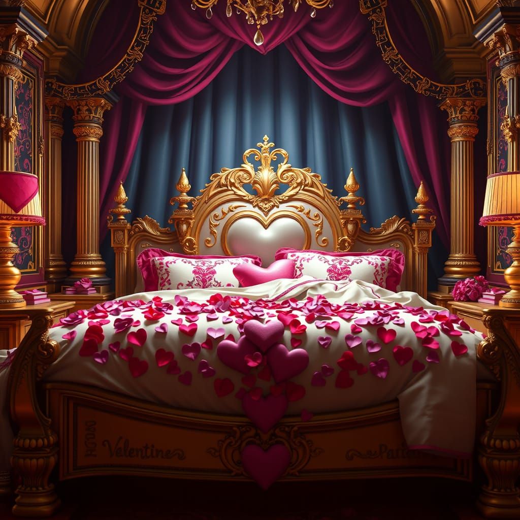 Regal Valentine's Chamber in Opulent Fantasy Style