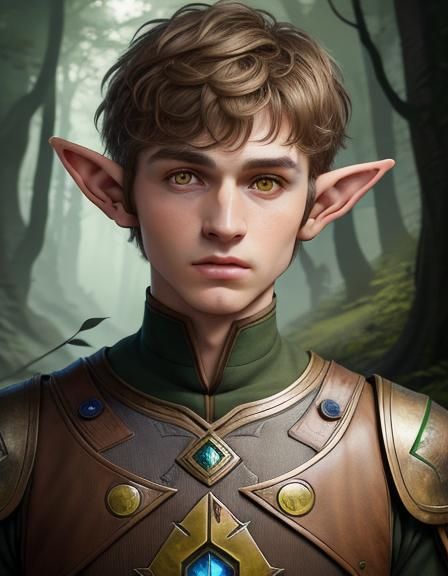 Cute Young Elf with Glowing Eyes Portrait