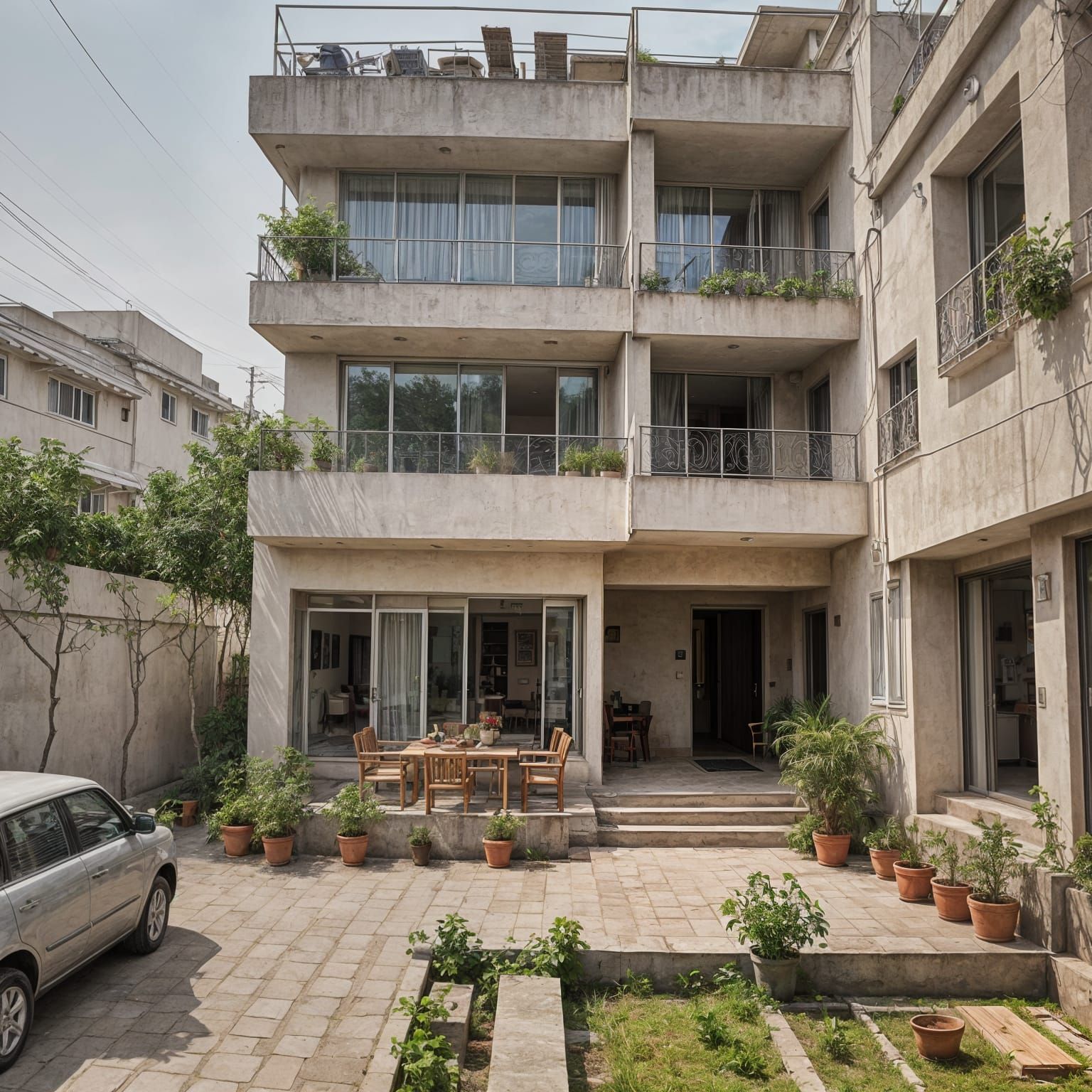 Urban Penthouse Scene in 3D Game Cinematic Style