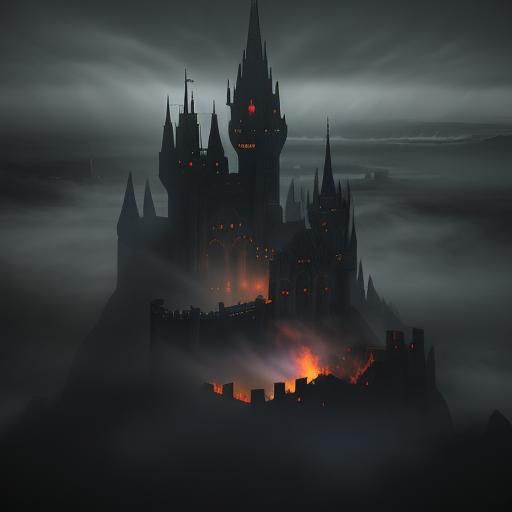 Dark Fantasy Castle in Atmospheric Gothic Style