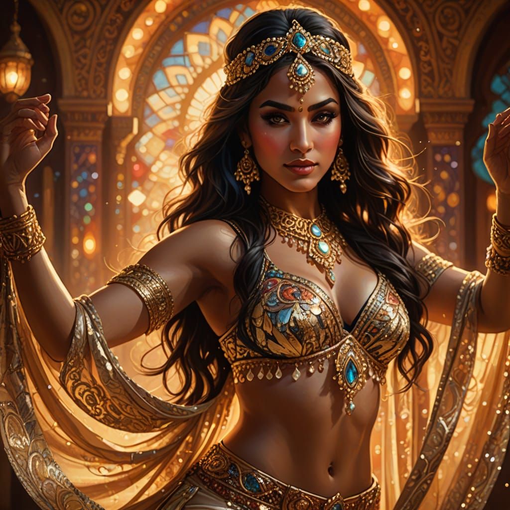 Belly Dancer in Jeweled Bra Concept Art