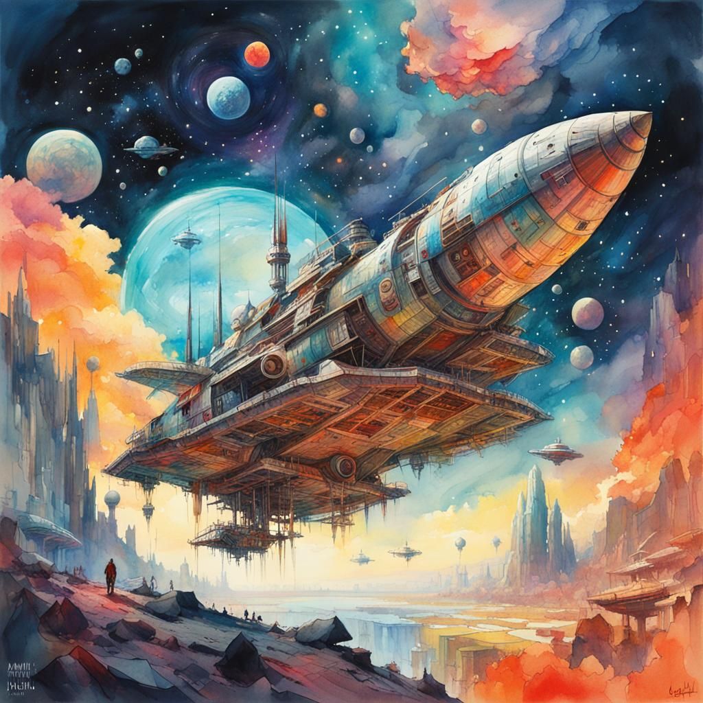 Cosmic Nebula: Eternity in Space in Watercolour Style