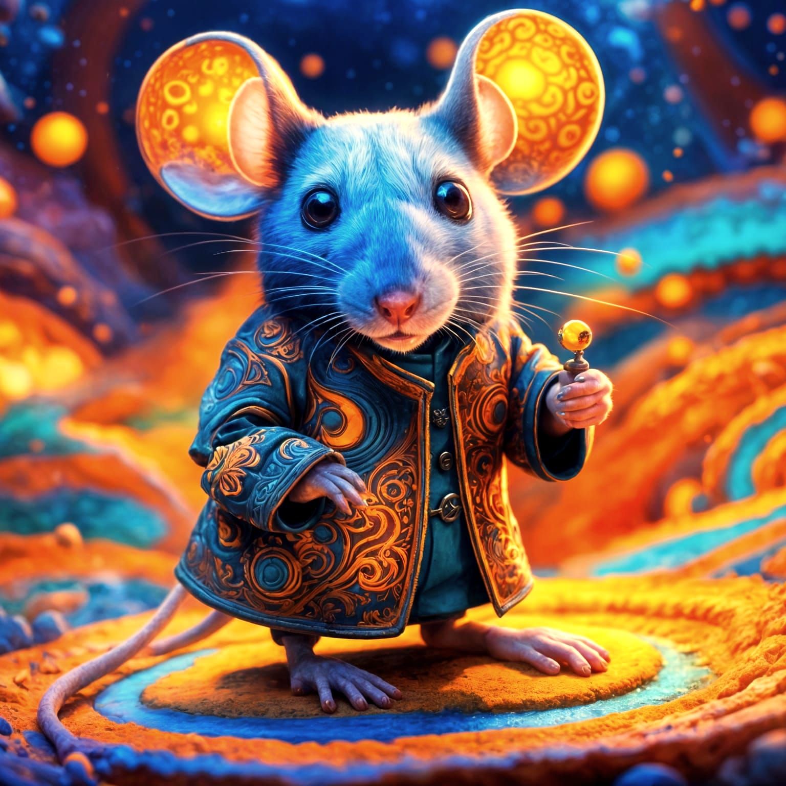 Mouse in Psychedelic Uniform: Detailed Matte Painting