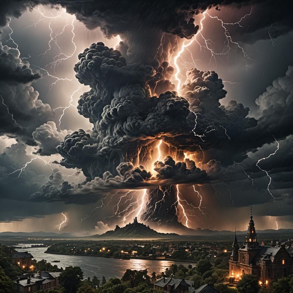 Epic Lighting Storm in Digital Matte Painting Style