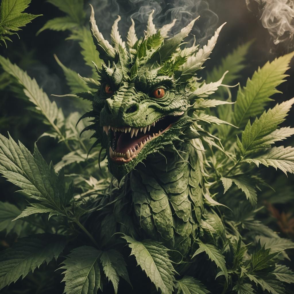 Cannabis Dragon in Cinematic Style