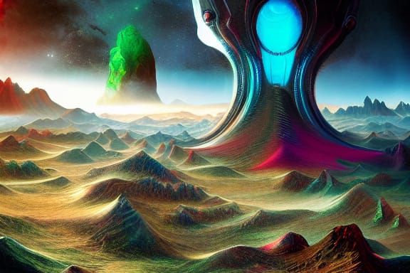 Surreal Alien Landscape: Intricate Sci-Fi Art