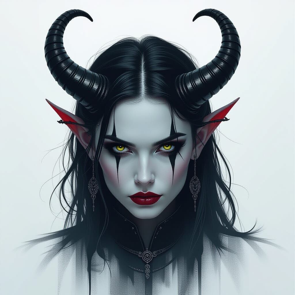 Tiefling in Dark Futuristic Horror