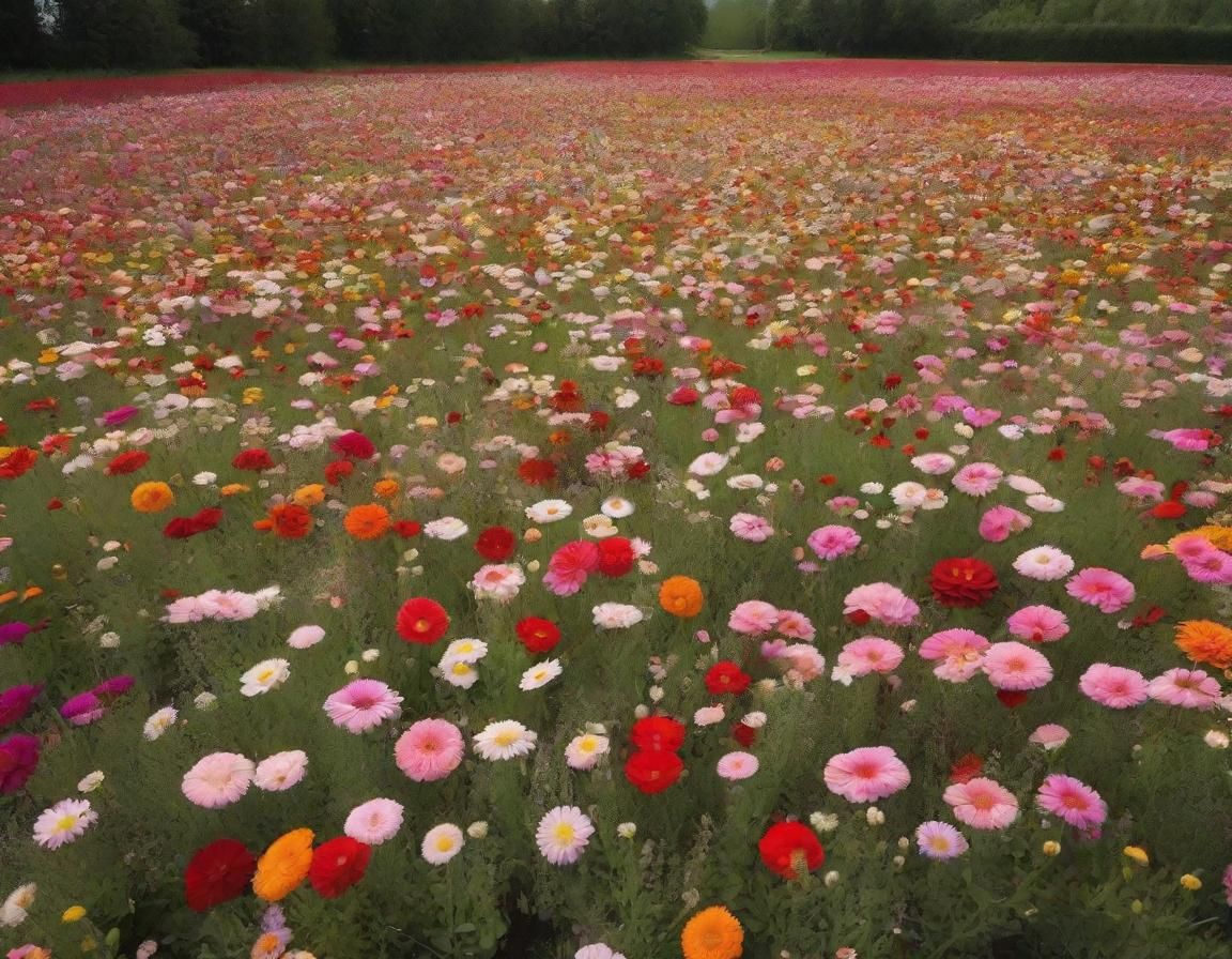 Orchestral Flower Field: Aerial View of Floral Symphony
