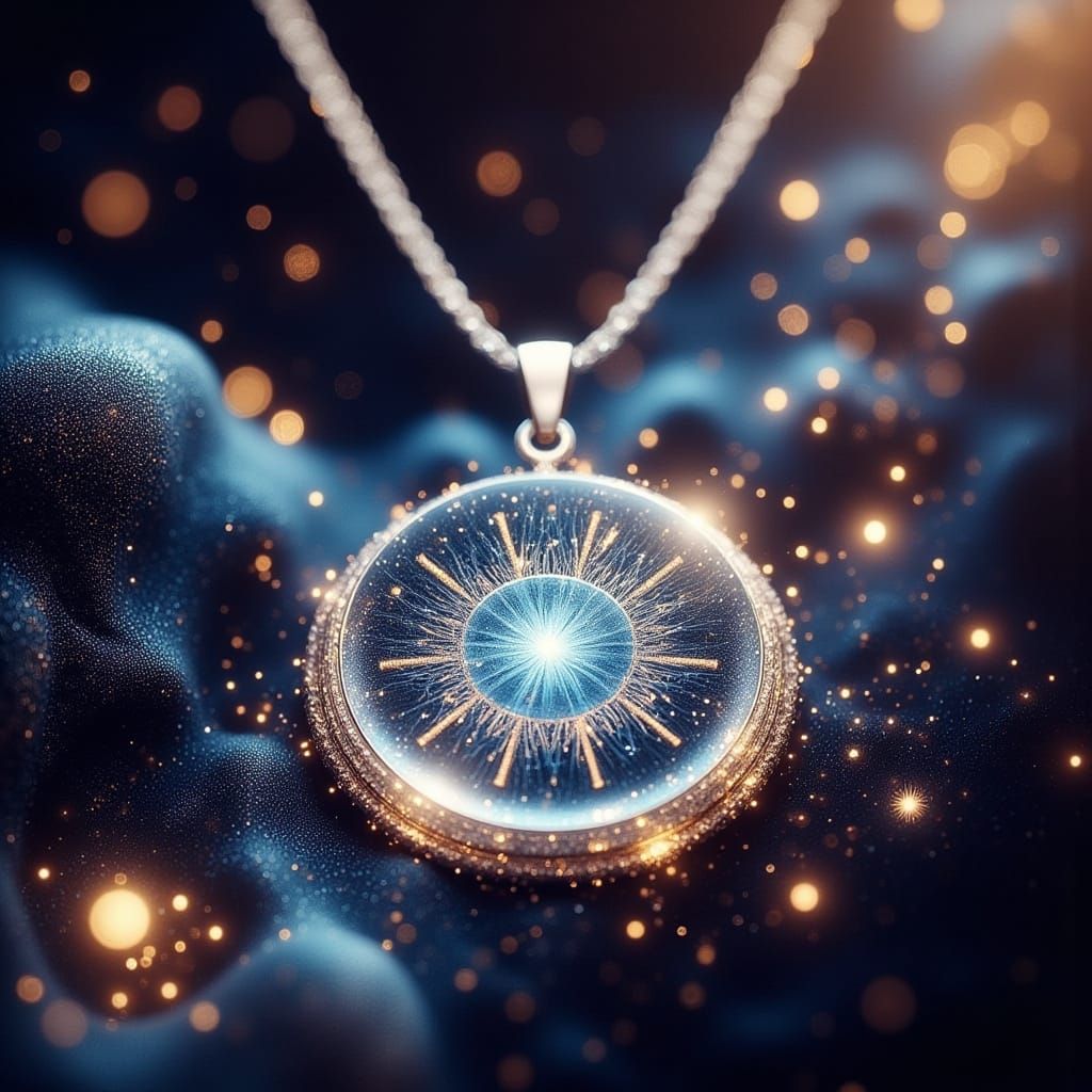 Galaxy Pendant on Silver Chain with Origami Textures