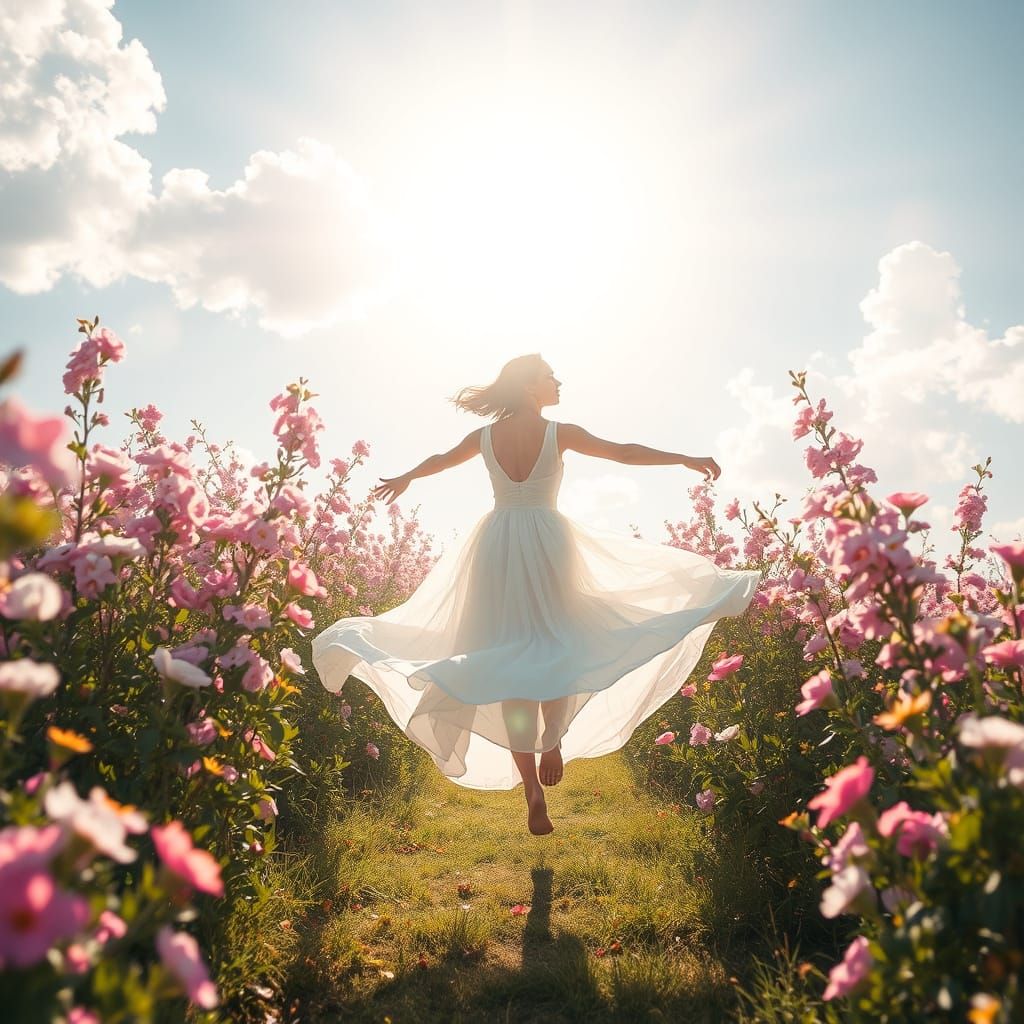 Woman Enters Flower Portal to New Realm