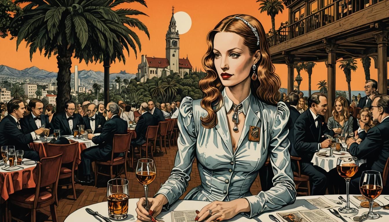 Surreal Pen and Ink Drawing of Long-legged Woman