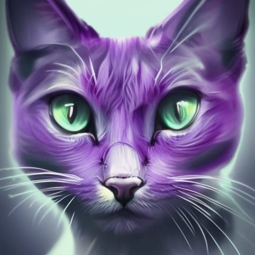Intricate Portrait of a Purple Cat in Unreal Engine