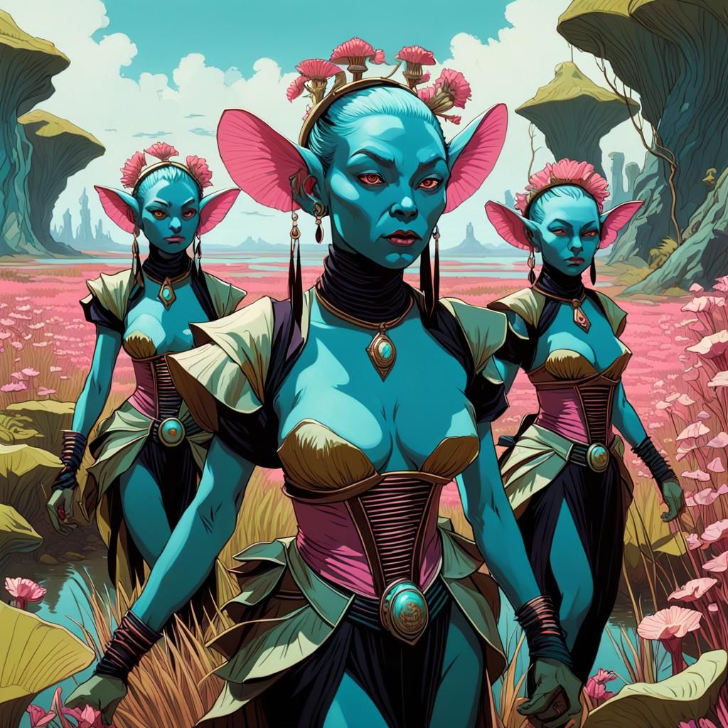 Blue Goblin Warlocks Dance in Carnivorous Marsh