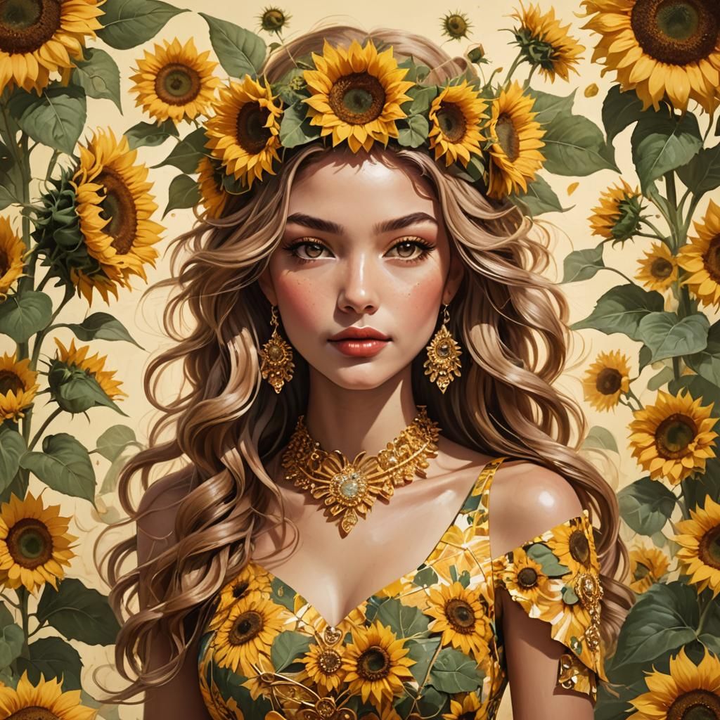 Sunflower Princess with Radiant, Sun-Kissed Glow