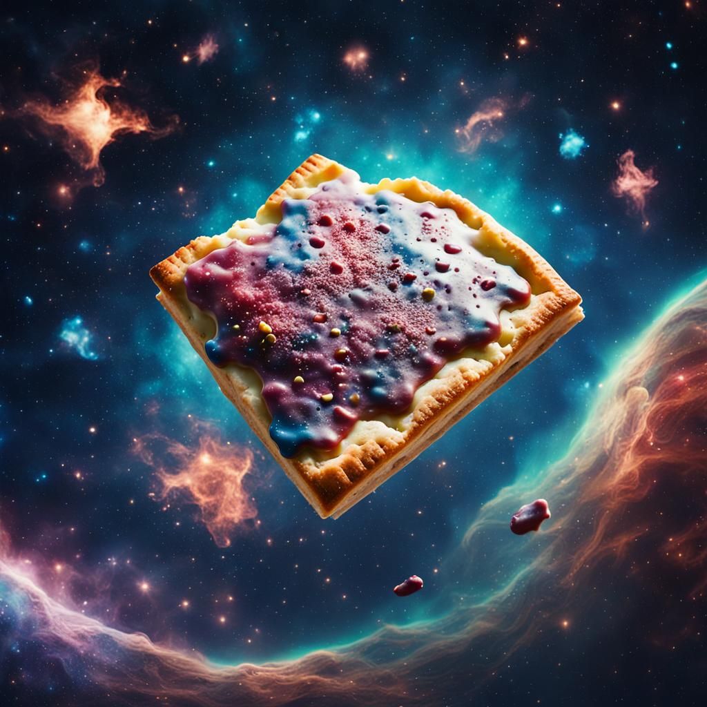 Pop-Tart Floating in Space: A Cinematic Still