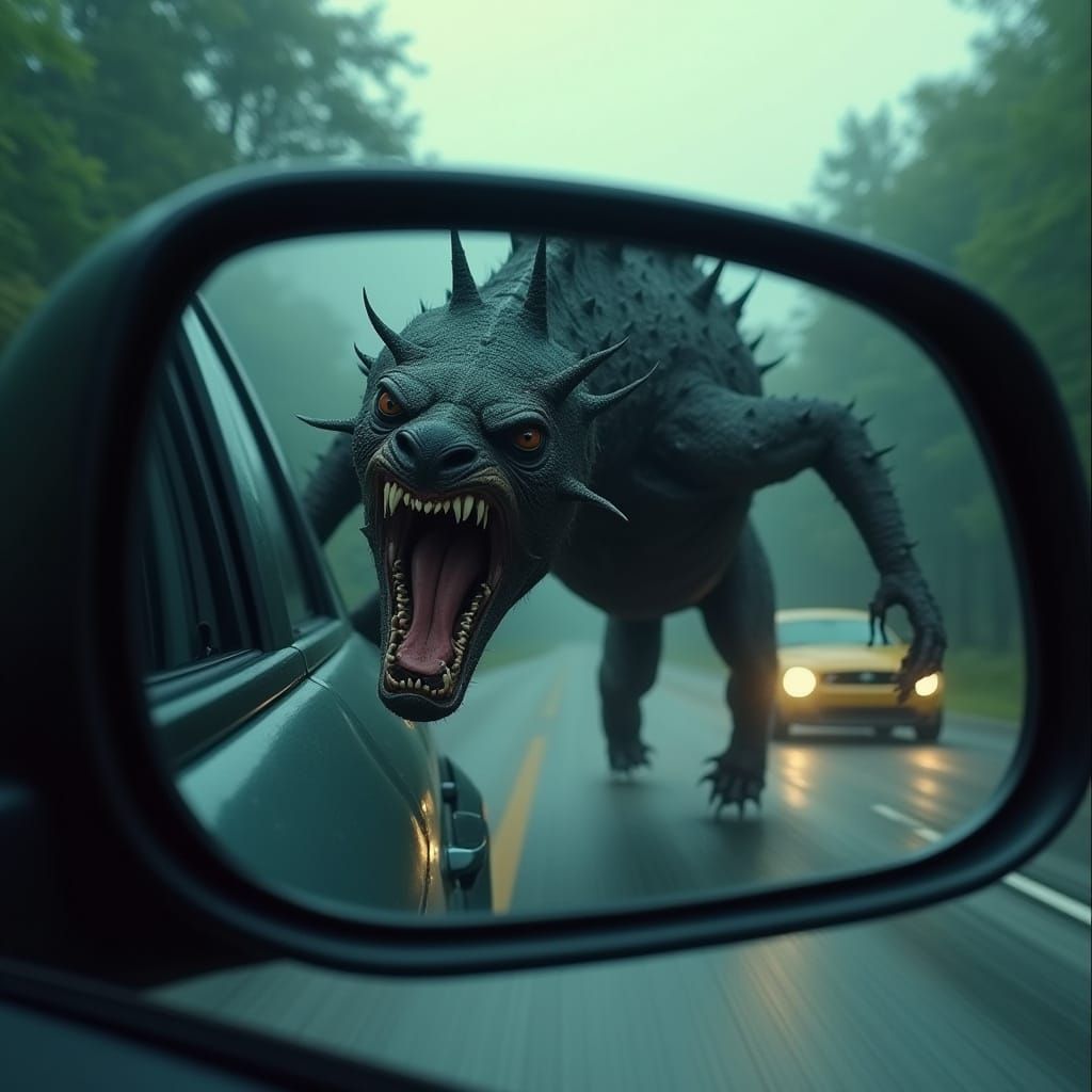 Futuristic Creature in High-Speed Chase