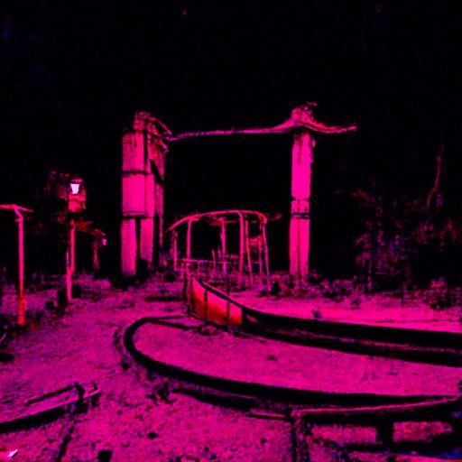 Eerie Abandoned Theme Park at Night