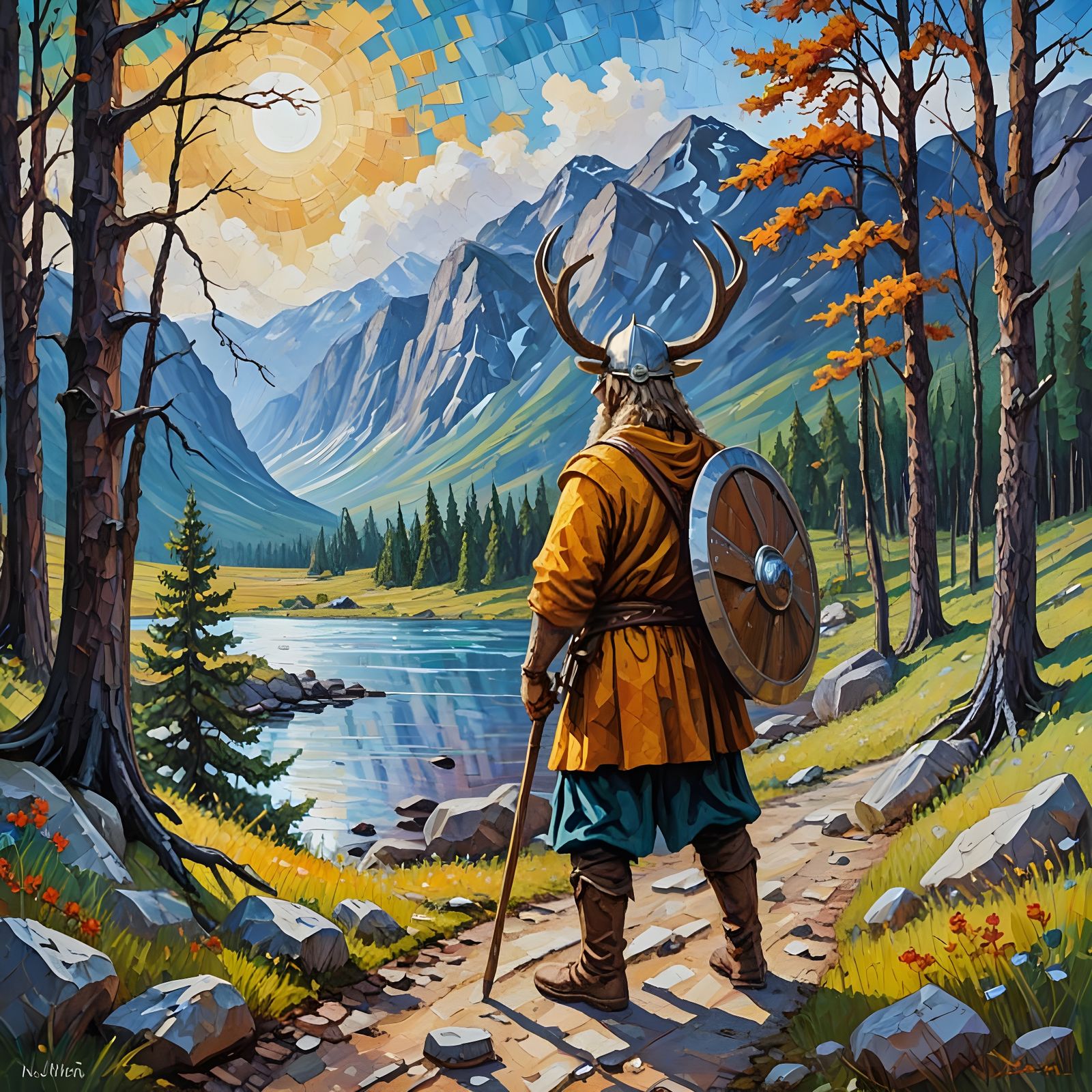 Viking Warrior in Expressionist Oil