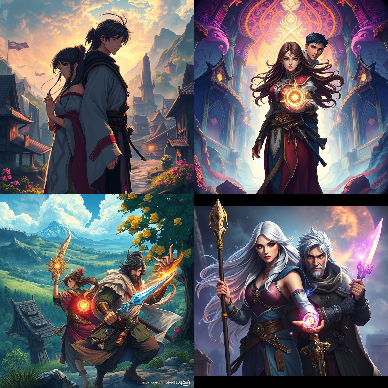 Anime-Style Village Heroes with Magic and Valor