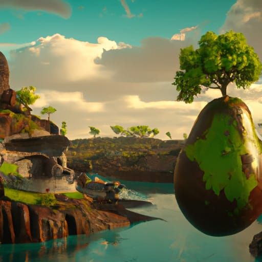 Detailed Matte Painting of an Avocado in Deep Color