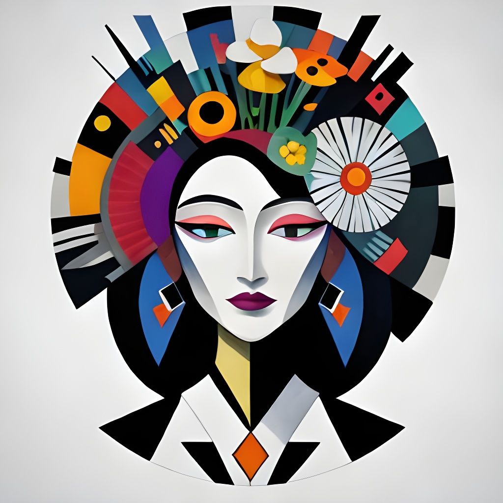 Surreal Pop Art Portrait in Art Deco Style