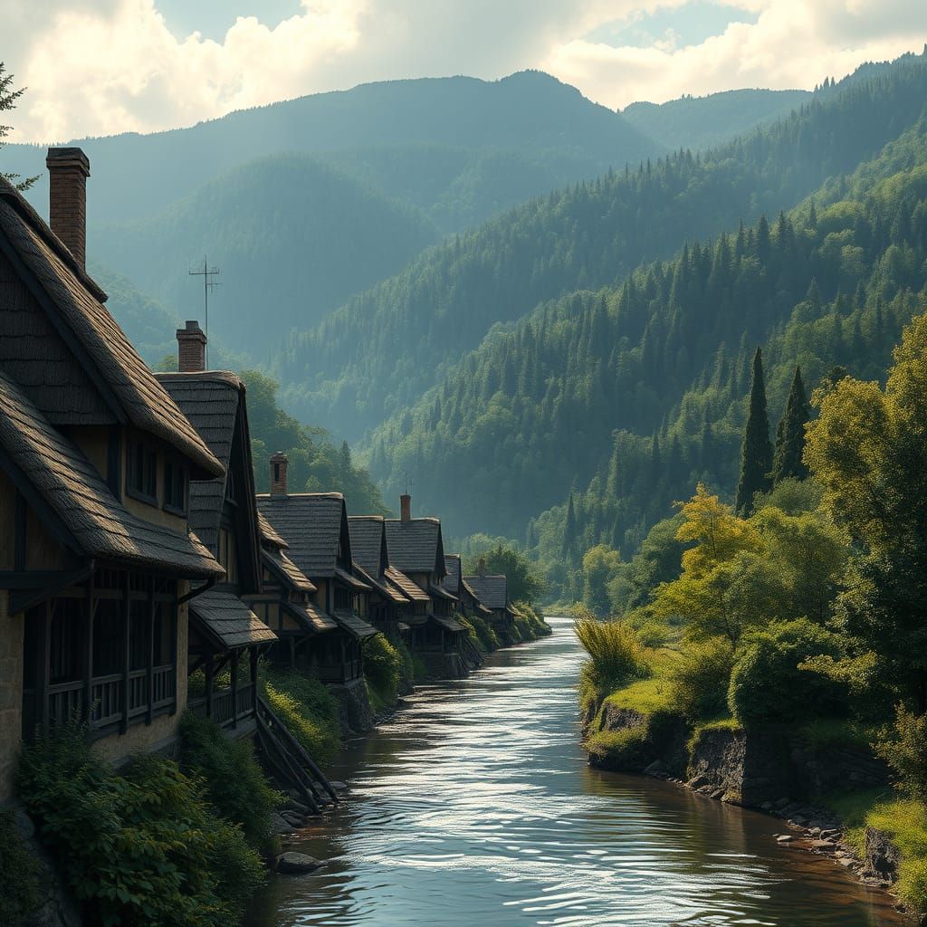 Epic Thatched Roof Village Amidst Majestic Green Forest and ...