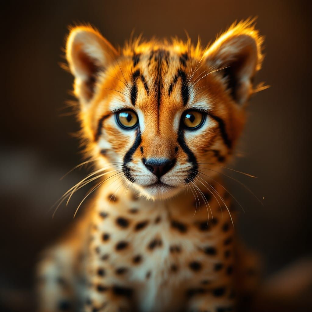 Majestic Cheetah Kitten Gazing with Curiosity