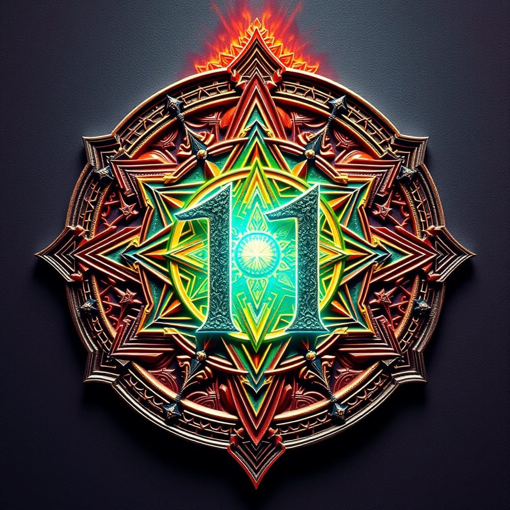 Illuminated Master Number 11 Symbol in Sacred Geometry